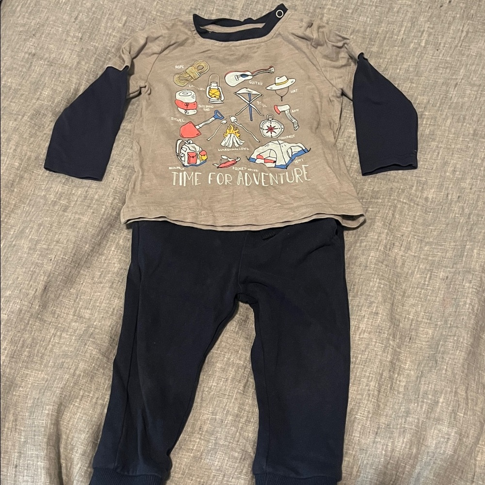 Adventure Graphic Baby Outfit Andy and Evan 12-18 months, EUC